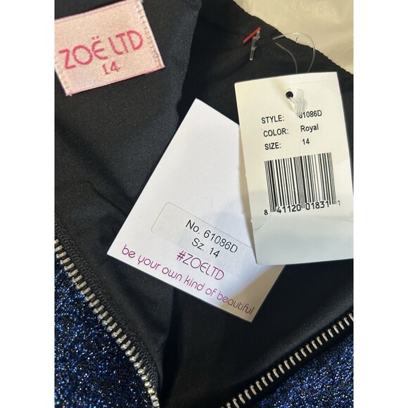 Zoe Ltd Girls Metallic Royal Blue Sleeveless Back O Ring Zip Party Dress  14 - Picture 6 of 7
